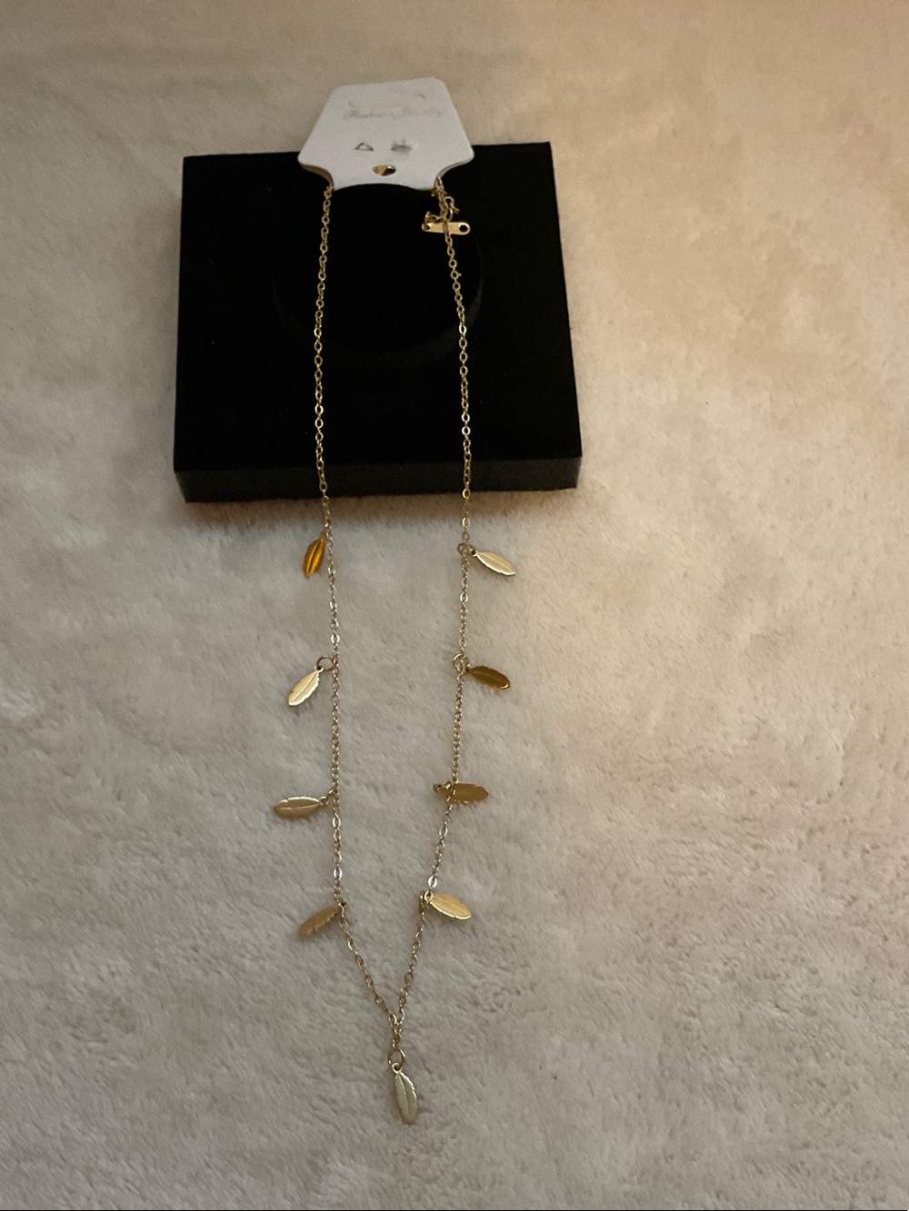 Gold Leaf Charm Long Necklace - Women's Jewelry